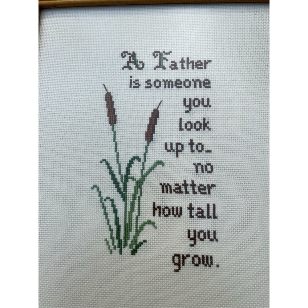 Father's Day Thoughts Completed Counted Cross Stitch Framed and matted 12" X 10 - Picture 3 of 6